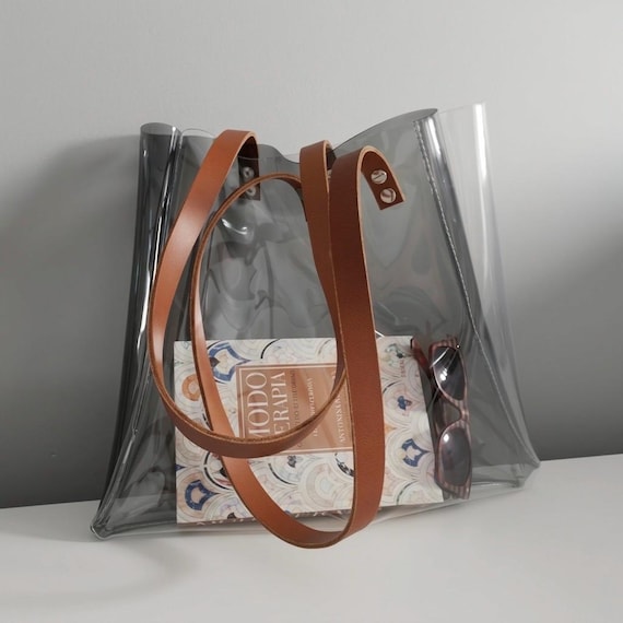 Transparent Tote Bag Clear Vinyl Office Bag Elegant Minimalist Shopper Premium Work Bag Clear Bag Policy Nurse Bag Oversize Tote