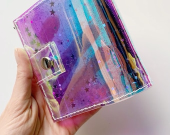 Holographic Glitter Wallet Star Confetti Vinyl Card Holder Fairycore Y2K Wallet Cute Sparkly Organizer Magical Gift Idea