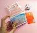Clear holographic case for business cards, credit cards, member cards and cash transparent iridescent coin holder card holder clear opal