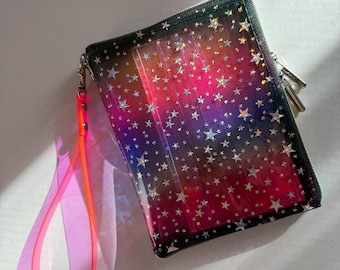 Holographic Ombre Travel Wallet Passport Holder Zippered Passport Case Vinyl Organizer Neon Wristlet Cute Kpop Anime Gift