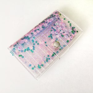 Cartera mediana con purpurina iridiscente, diseño holográfico de sirena, estilo años 90, estrellas verdes y rosas, lentejuelas Aurora, regalo vegano para adolescentes