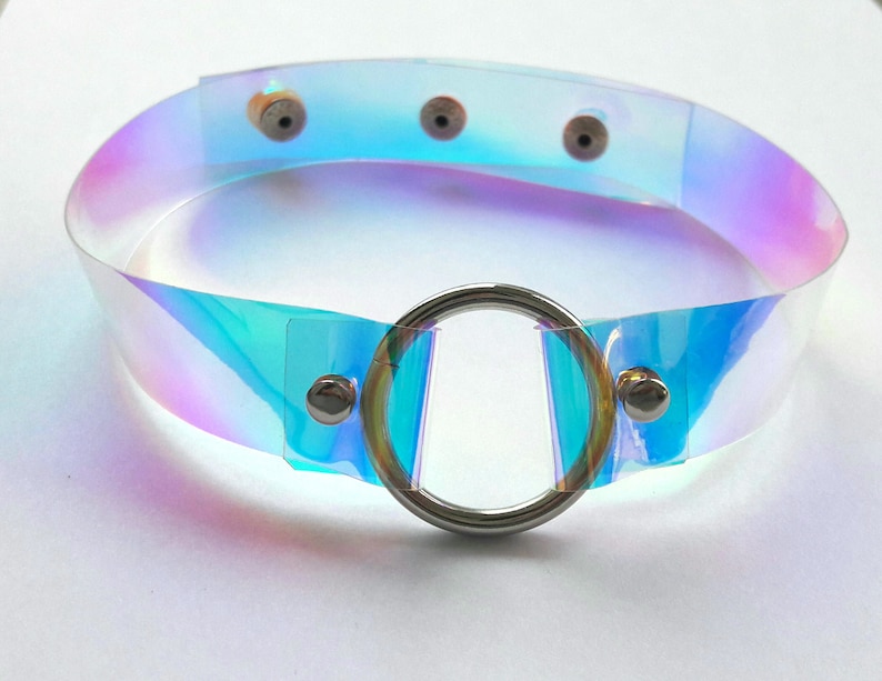 Holographic choker Oring Choker Clear PVC 90s Choker Etsy