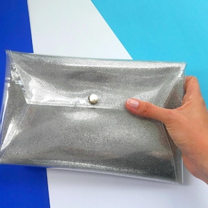 Clear Vinyl Kupplungsglitzerhandtaschengeldbeutel funkeln glitter Hülle Tasche Sicherheitsbeutel funkeln Tasche Silbersack Metallic hanbags