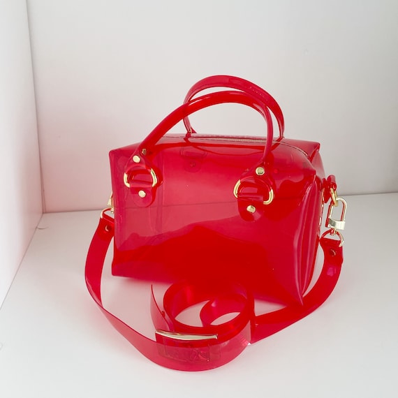 Classic Red Bag Jelly Purse Simple Handbag Sporting Events Concert Bag Medium Size Y2k Barbiecore Transparent Fashion Vegan Suitcase Etsy UK
