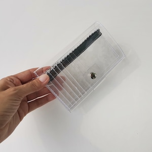 Cartera de vinilo transparente, cartera mediana transparente, cartera de bolsillo neón, cartera vegana estilo años 90, diseño único de Ypsilon, fabricación europea