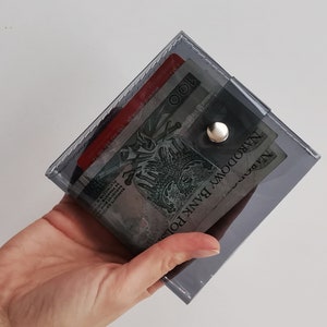 Cartera vinilo negra, cartera cajero de viaje, tarjetero y billetes, regalo para hombre, estilo streetwear, cartera gelatina, fácil de desinfectar, hombre vegano