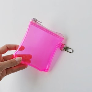 Monedero rosa, monedero de vinilo neón, monedero trasero, colores brillantes, regalo sencillo, billetera de verano, accesorios de los 90, vegano