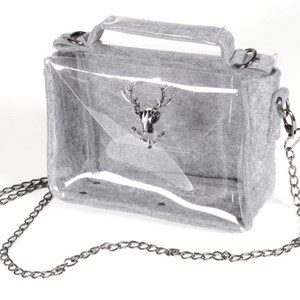 Messenger bag felt crossbody clear purse felted messenger bag satchel brief briefcase shoulder bag with retro glam deer punk felted bag