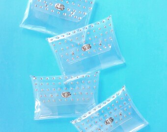 Conjunto de bolsos de mano para damas de honor, bolsos tipo sobre de PVC transparente, regalo para bodas y fiestas nupciales, transparente, fabricado en la UE.