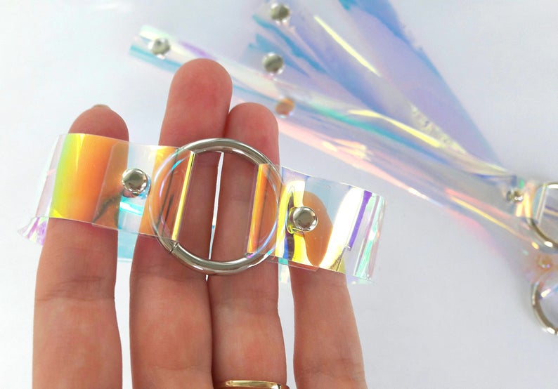 Holographic choker Oring Choker Clear PVC 90s Choker Etsy