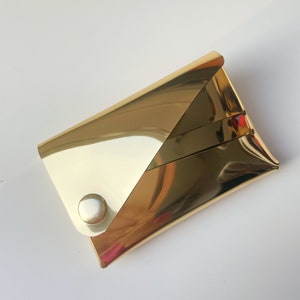 Carteira simples e elegante, prata dourada metálica, moderna e inteligente, porta-cartões brilhante, bolso compacto, gadget estiloso, vida de concerto