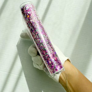 Cartera rosa con purpurina, monedero mediano y bonito, monedero transparente, regalo kawaii, carteras hechas a mano, rosa y negro, veganas y brillantes, estilo grunge. imagen 5