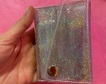 Glitter wallet, vinyl jelly pocket, easy to disinfect, holo glitter, compact money clips, transparent pouch, travel wallet, card holder