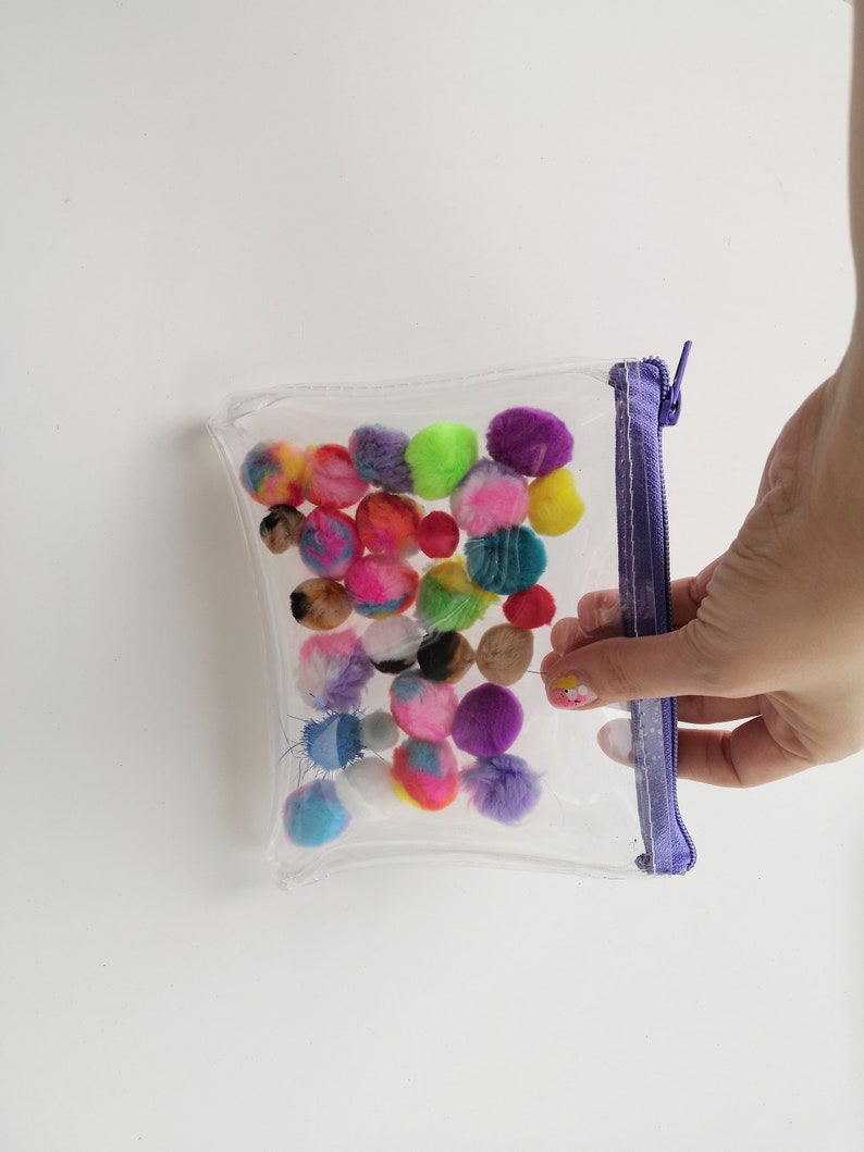 Poms Cosmetic Bag Pom Pom Makeup Bag Colorful Pouch Travel Etsy