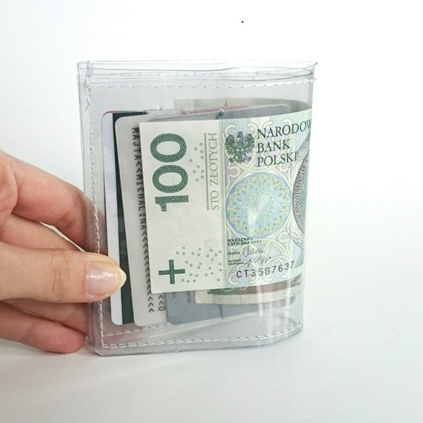 Herren Geldbeutel transparente Brieftasche vegane Geldbörse Vinyl Brieftasche Geschenkkartenhalter Kreditkartenhalter Klarer Ausweishalter