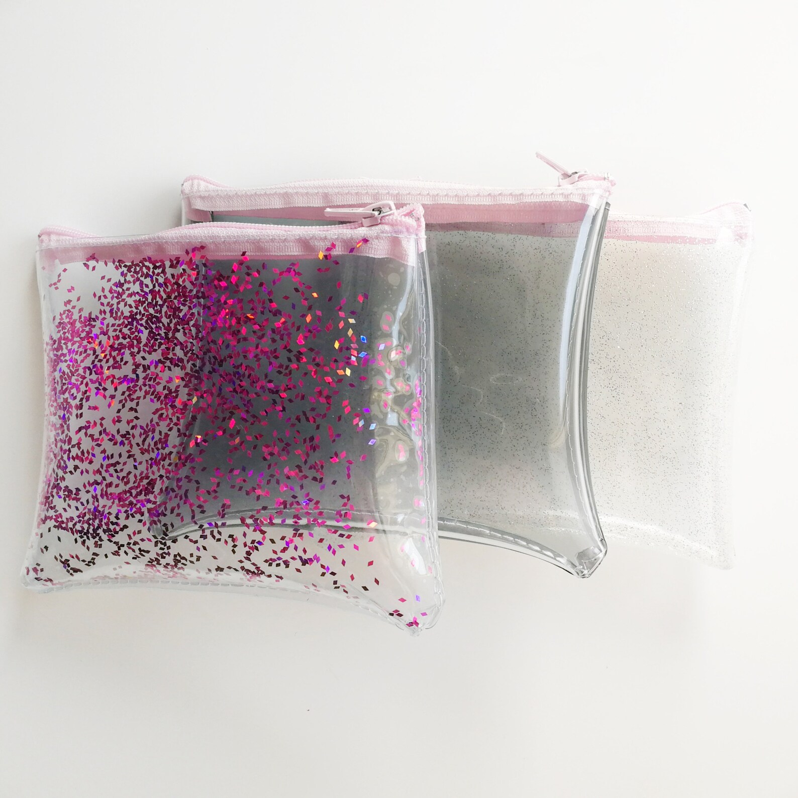 Glitter Makeup Bag Silver Glitter Cosmetic Bag Vinyl Etsy