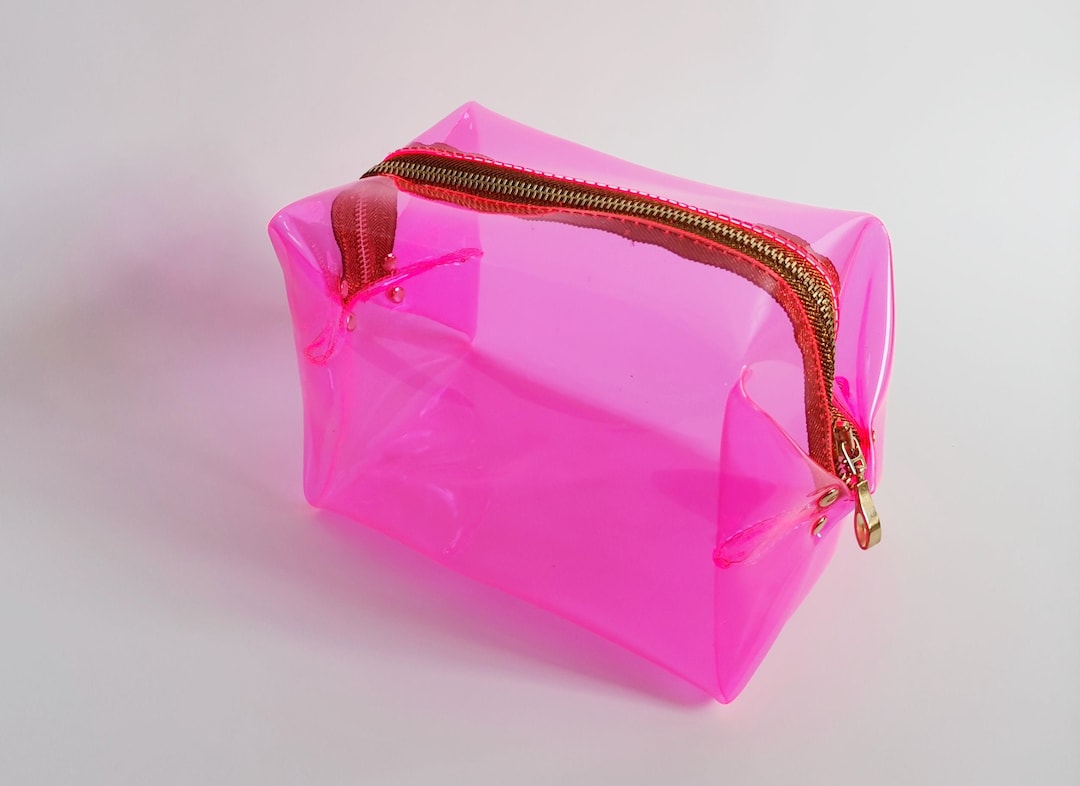 Neon Cube Makeup Bag Glow in UV Light – Glitter Zip Gold
