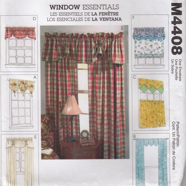 Uncut McCall's Home Decorating M4408 Window Essentials ~ Curtains, Drapes, & Valance Sewing Pattern ~ Window Treatments Sewing Pattern