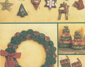 Uncut McCall's Crafts M6002 Christmas Craft Sewing Pattern - Wreath Stockings Sewing Pattern - Holiday Craft Sewing Pattern