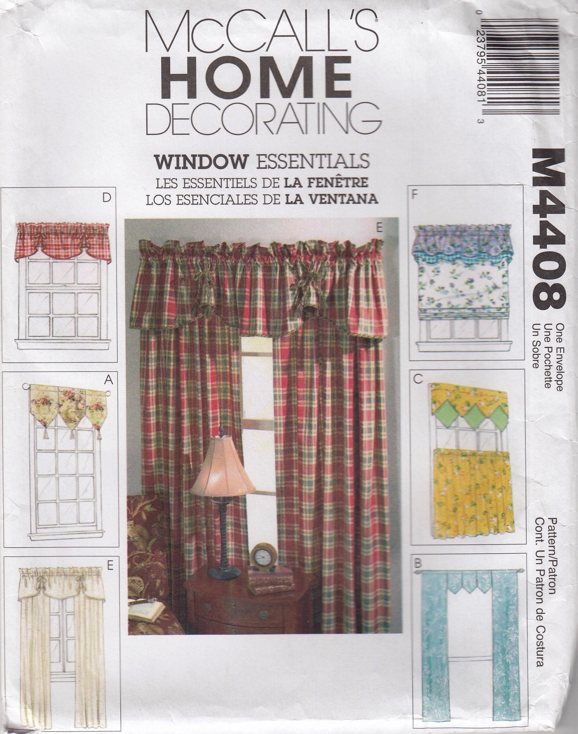 Uncut Mccall's Home Decorating M4408 Window Essentials Curtains