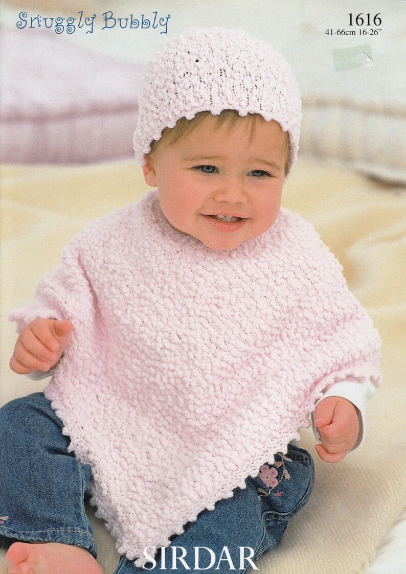 Baby Poncho Knitting Pattern Sirdar Snuggly Bubbly 1616 Etsy