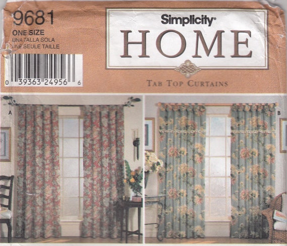 Simplicity 9681 Tab Curtains Sewing Pattern Window Etsy