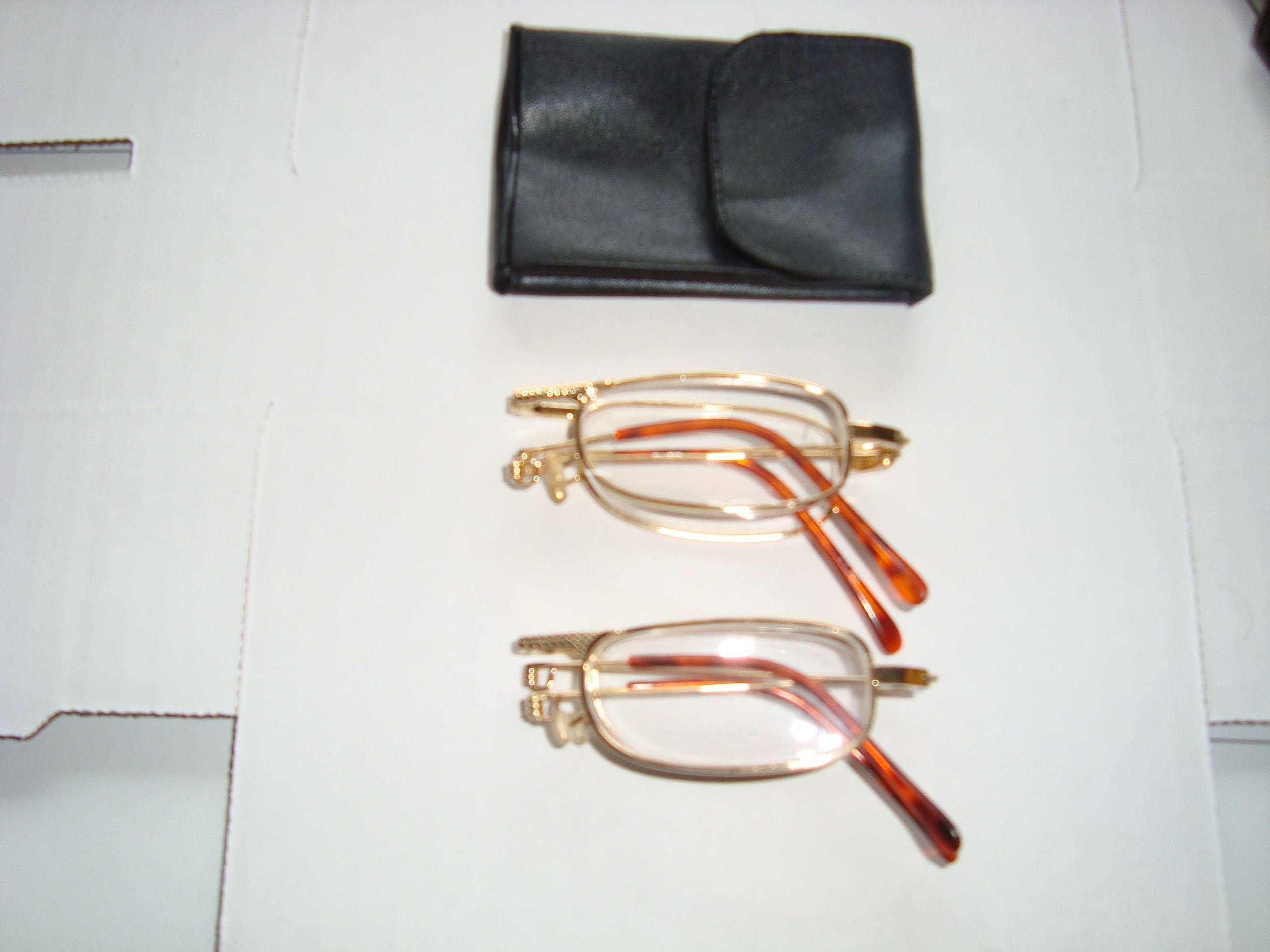 2 pair folding Reading Glasses with carry pouch select power Etsy