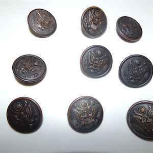 9 American Military uniform Buttons Rare Vintage find Various Manufacturers