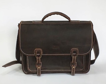 Personalisierte Messenger Bag Echtleder Vintage Unisex
