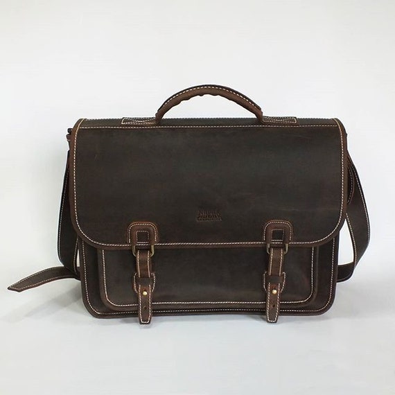 Personalized Messenger Bag Genuine Leather Vintage Unisex Etsy