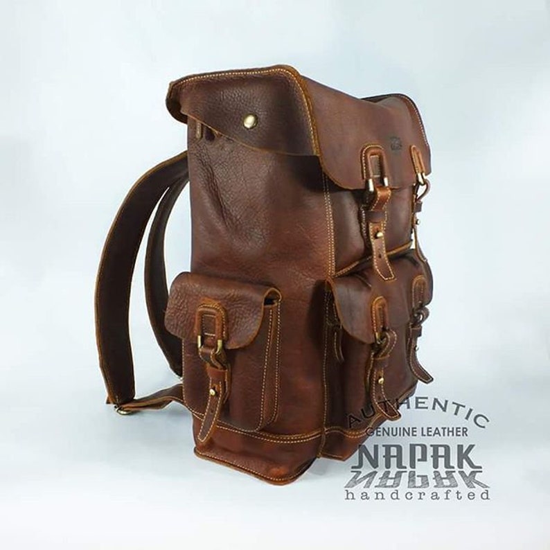 Vintage Leather Backpack, Rucksack, Personalized Men Leather Backpack, Hipster Backpack gifts for him her image 8