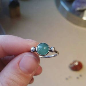 Sterling Silver Green Aventurine Ring, Stacking Ring, Made to Order, Healing Stone, Stone of Opportunity, Lucky Ring