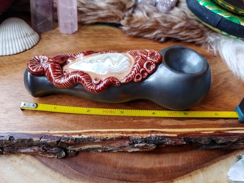 Crystal Pipe Stone Pipe Clay Glass Smoking Pipe Crazy Lace Agate Heady Pipe Glass Pipe Metallic Pipe Lace Agate Red Pipe Glass Pipe