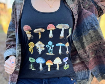 Mushroom Tank Top, Vintage Mushroom Racerback Tank