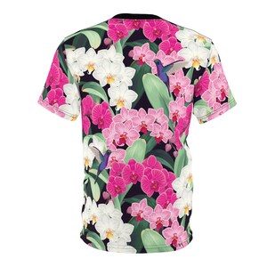 Tropical Orchid Hummingbird Unisex Tee image 3