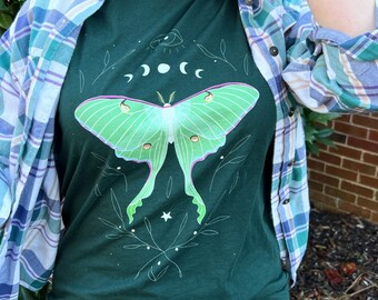 Luna Moth Shirt, Unisex Jersey Mystical Witchy Tee