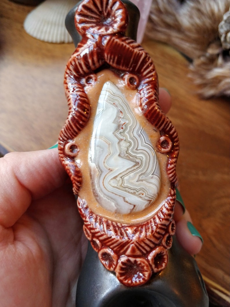 Crystal Pipe Stone Pipe Clay Glass Smoking Pipe Crazy Lace Agate Heady Pipe Glass Pipe Metallic Pipe Lace Agate Red Pipe Glass Pipe