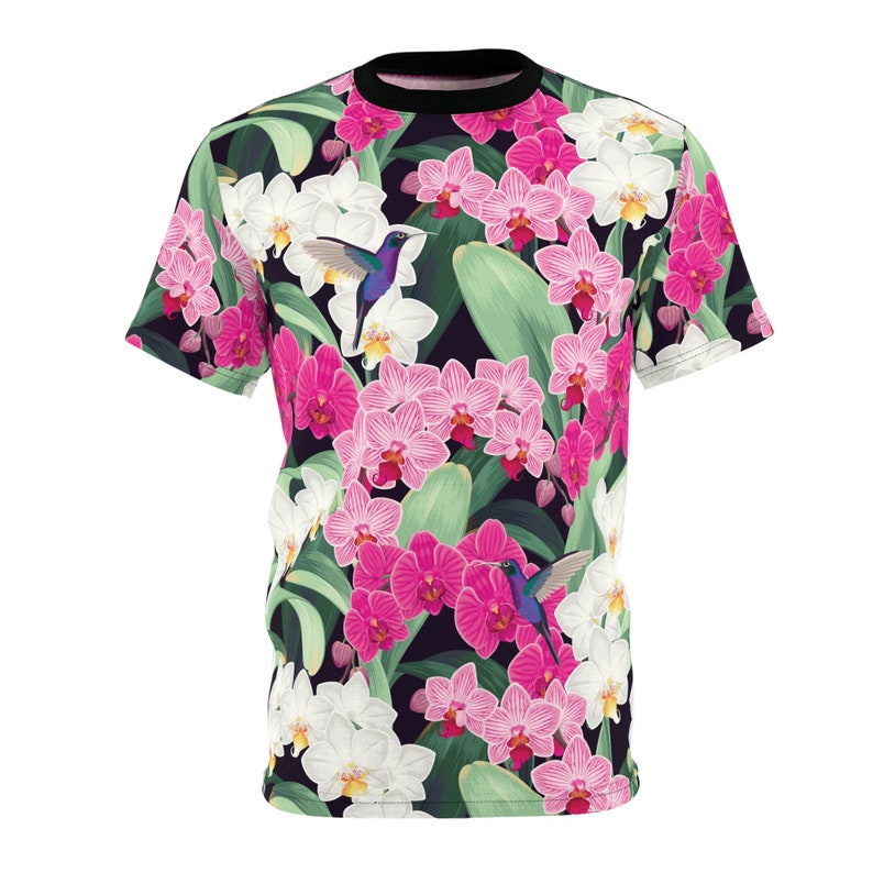 Tropical Orchid Hummingbird Unisex Tee image 2