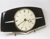 Metamec Black Wooden Mantel clock, 1960s, vintage, stylish