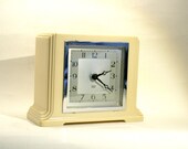 Smiths Art Deco Mantel Clock, Ivory Bakelite, 30s 40s