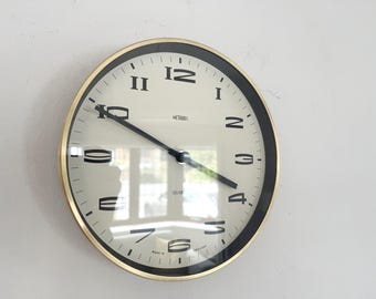 Vintage Clock, Metamec Wall, Champagne Dial, 1960s, Battery Operated