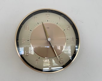 Vintage Clock, Metamec Wall, Rose Gold & Ivory, 1960s, 1970s