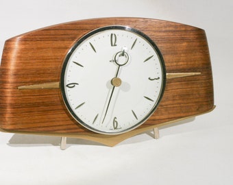Horloge de cheminée en bois Metamec, années 70, vintage, élégante, rénovée