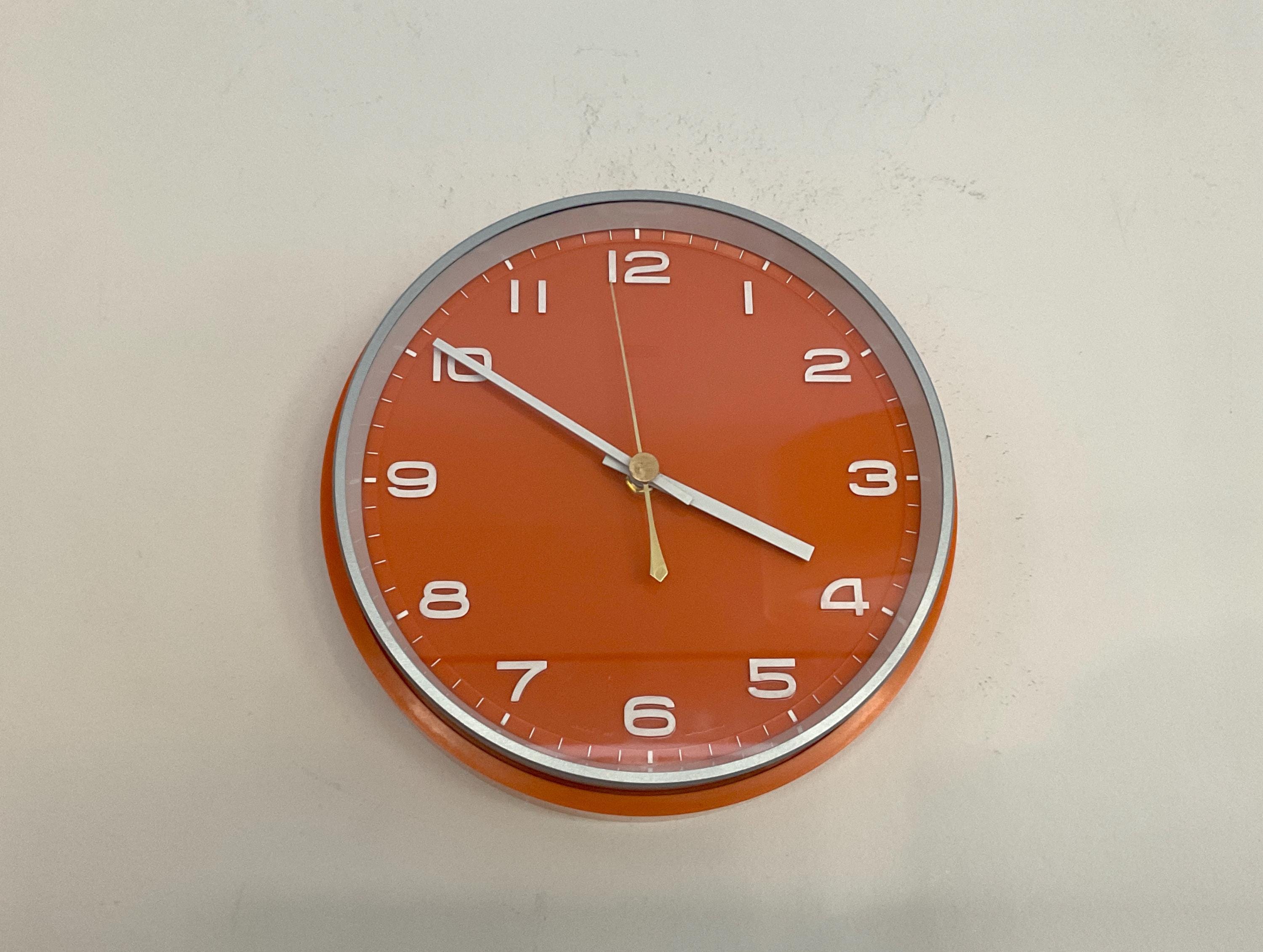 インテリア時計 Vintage 1960s mec Clock Vintage Clock, Metamec, Orange, Wall Clock, 1970s - Etsy