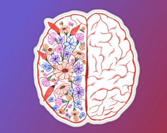 Floral Anatomy Brain Neurology Medical Sticker Decal | Neurologist Neurology Neuro Neuroscience Artist Art Laptop Waterbottle Sticker