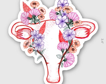 Floral Anatomy Uterus Flower Anatomic Laptop Decal Vinyl Waterproof Sticker | Obstetrics Gynecologist OBGYN Gift Present Graduation Resident