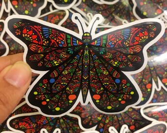 Butterfly Zentangle Colorful - Waterproof Laptop Sticker Bottle Decal Butterflies Stickers