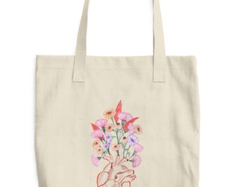 Mandala or Anatomic Heart Canvas Reusable Tote Bag