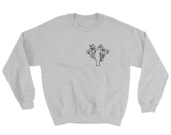Minimalist Anatomic Uterus Floral Feminist Crewneck Sweatshirt Sweater Flower Gift