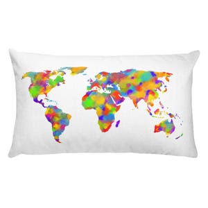 Mapa mundial acuarela rectangular almohada